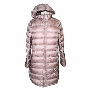 TNA Long Hooded Puffer Coat in Dusty Rose The Little Puff Packable Jacket S